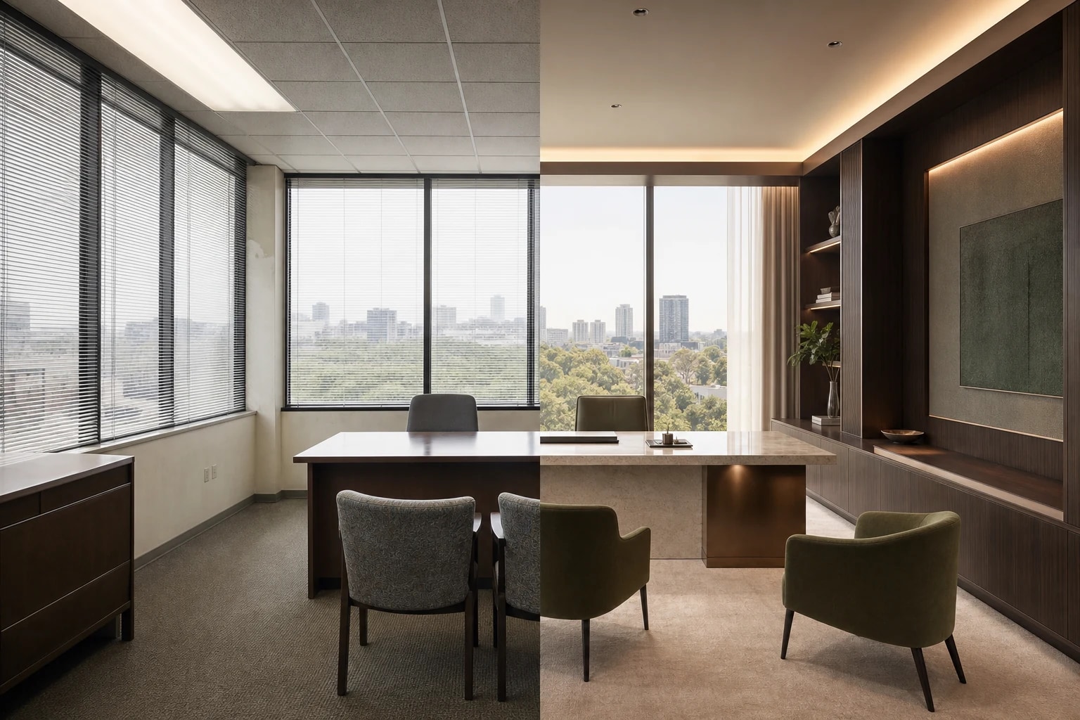 Original fictional executive office transformation